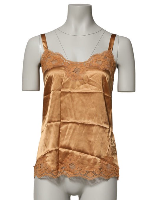Brown Dolce & Gabbana silk satin lingerie tank top