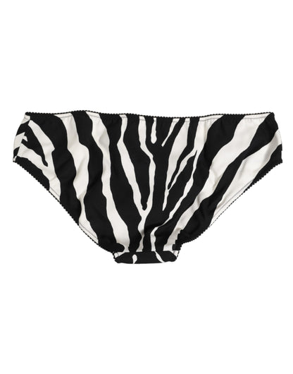 Dolce & Gabbana Black White Zebra Print Slip Briefs Underwear