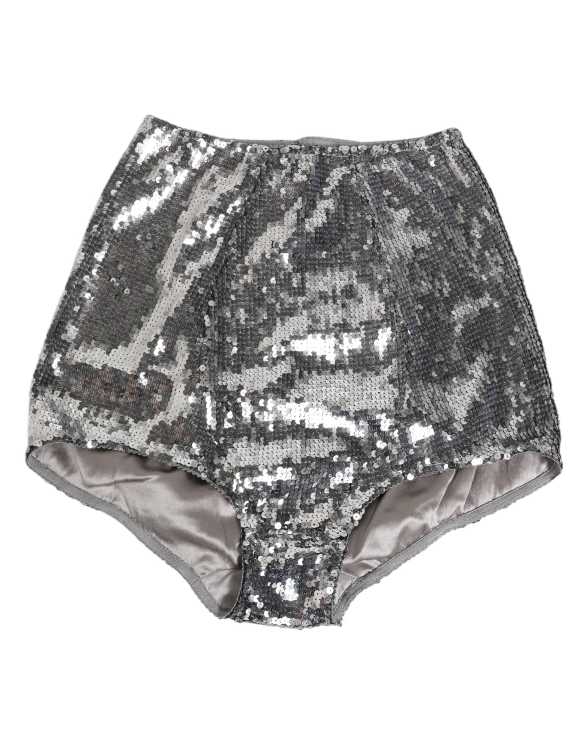 Dolce & Gabbana Silver Nylon Sequined Slip Girdle Panty Underwear