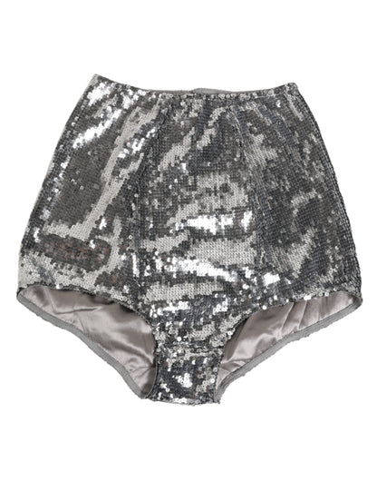 Dolce & Gabbana Silver Nylon Sequined Slip Girdle Panty Underwear