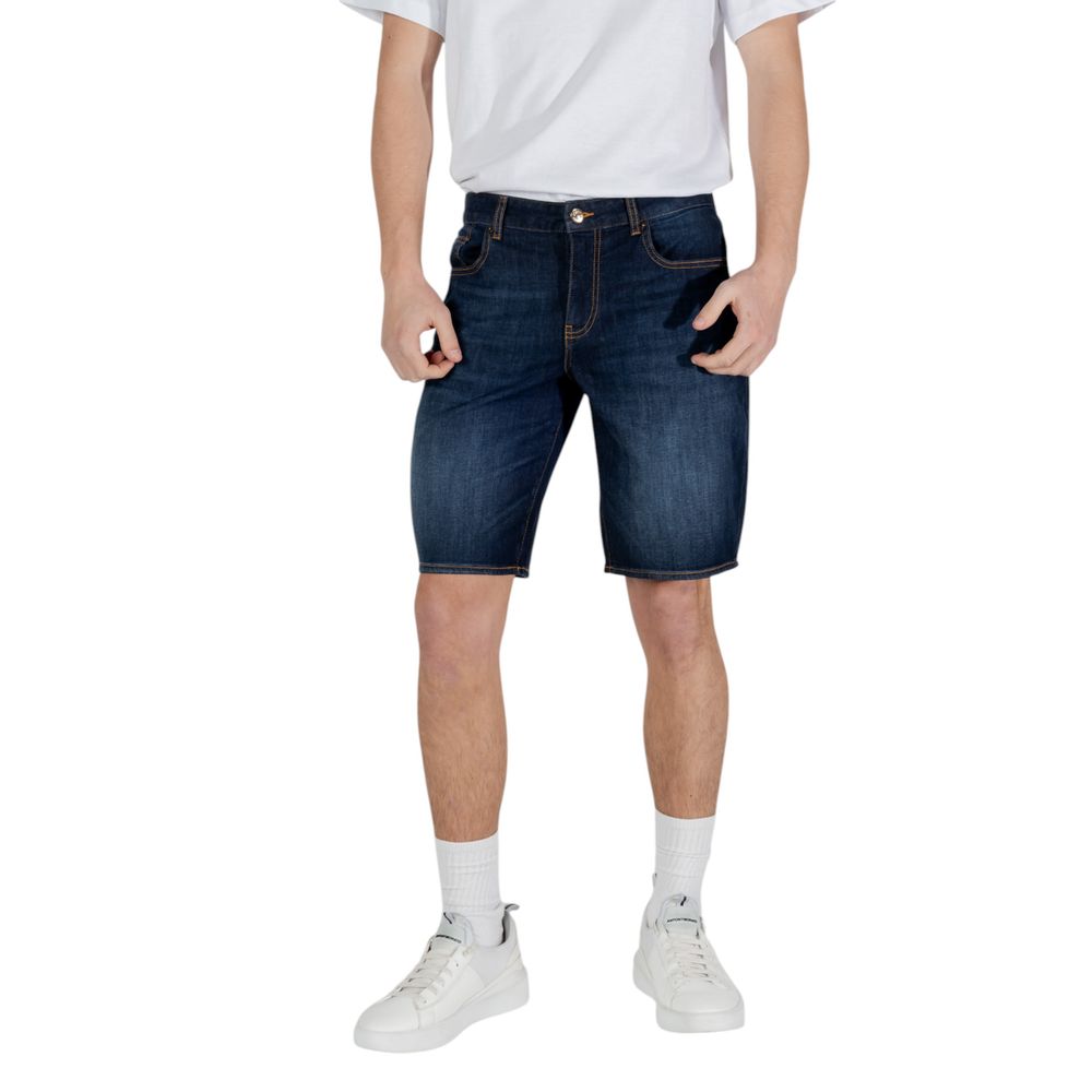 Armani Exchange Blue Cotton Bermuda