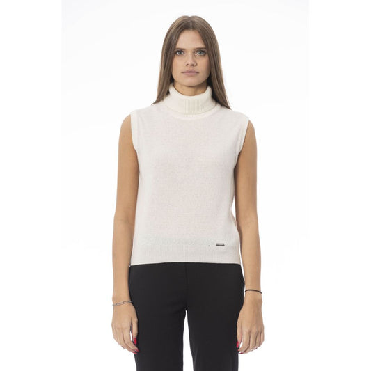 Baldinini Trend white wool-blend turtleneck vest