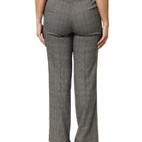 BENCIVENGA Gray Wool Blend Plaid Straight Leg Velvet Waist Pants