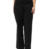 BENCIVENGA Black Wool Blend Pinstripe Straight Leg Pants