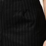 BENCIVENGA Black Wool Blend Pinstripe Straight Leg Pants