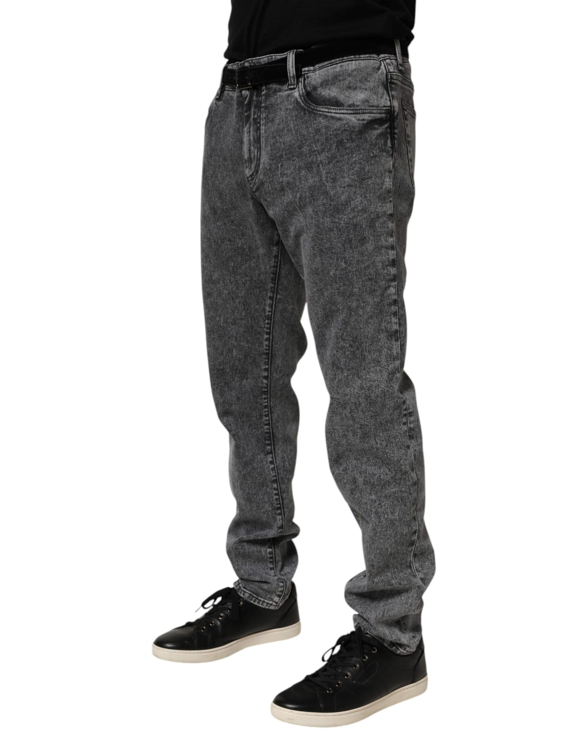 Dolce & Gabbana Gray Cotton Slim Fit Denim Trouser Jeans