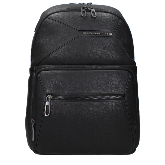 Piquadro Black Leather Backpacks