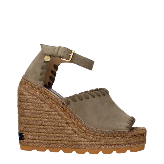 Stella McCartney green eco-suede wedge sandals