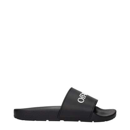 Off-White Black Cotton Slippers Sandals