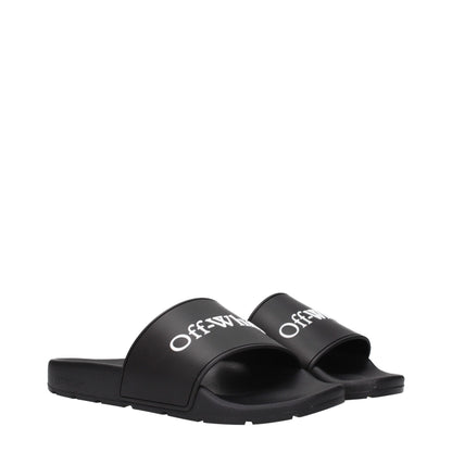 Off-White Black Cotton Slippers Sandals
