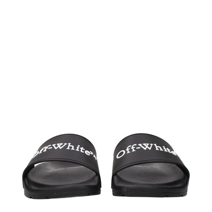 Off-White Black Cotton Slippers Sandals