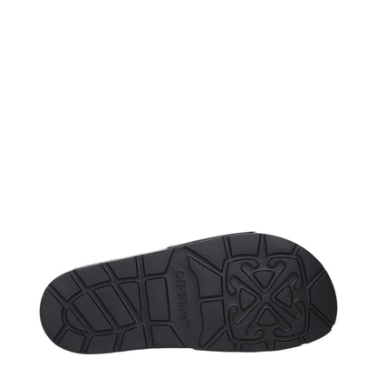 Off-White Black Cotton Slippers Sandals