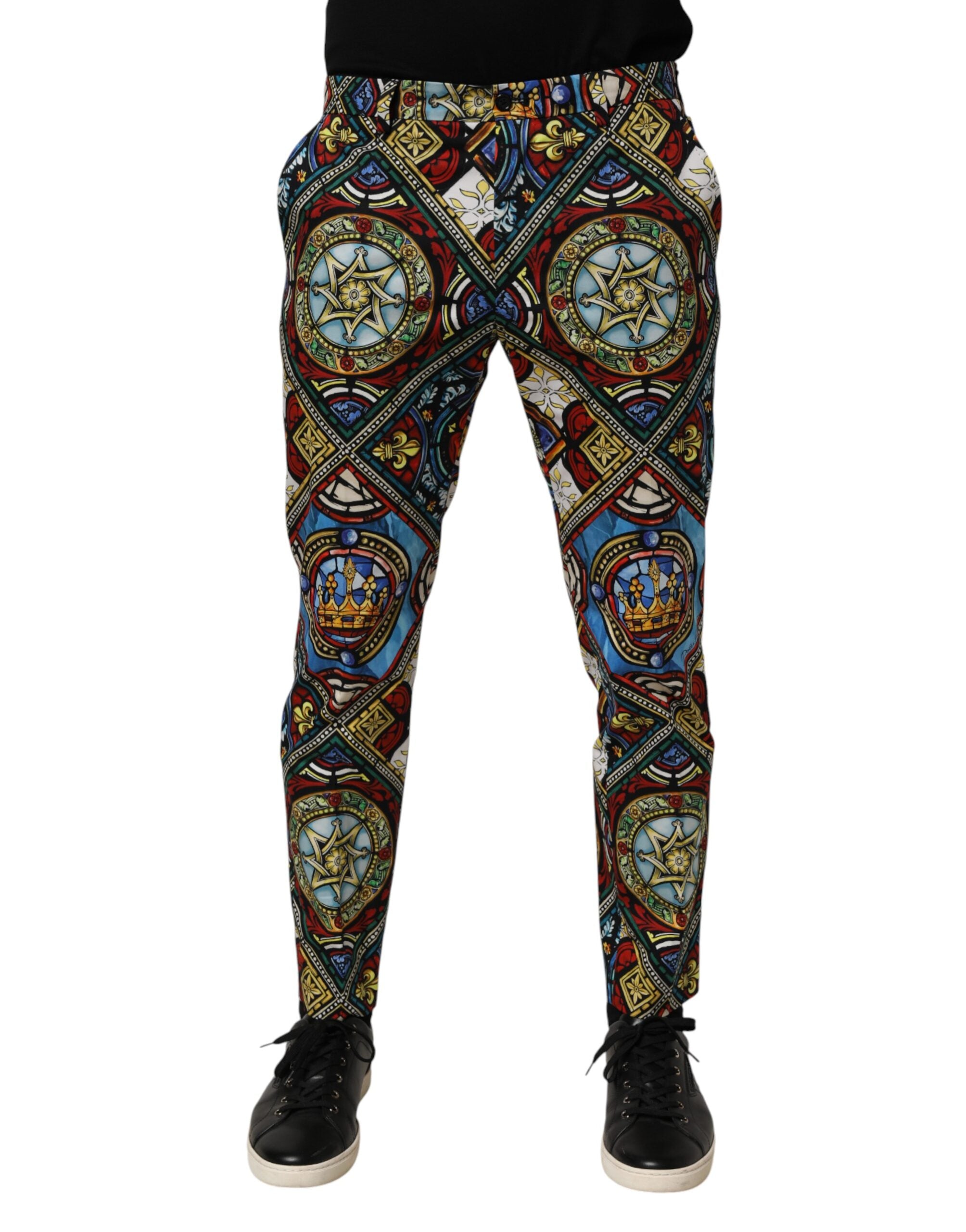 Dolce & Gabbana Chino Trousers with Mosaic Print – Multicolour