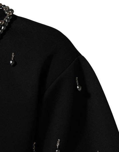 Dolce & Gabbana Black Polyester Necklace Embellished T-shirt