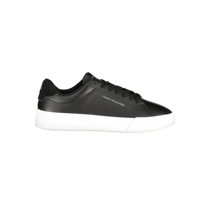 Tommy Hilfiger Black Leather Men Sneakers