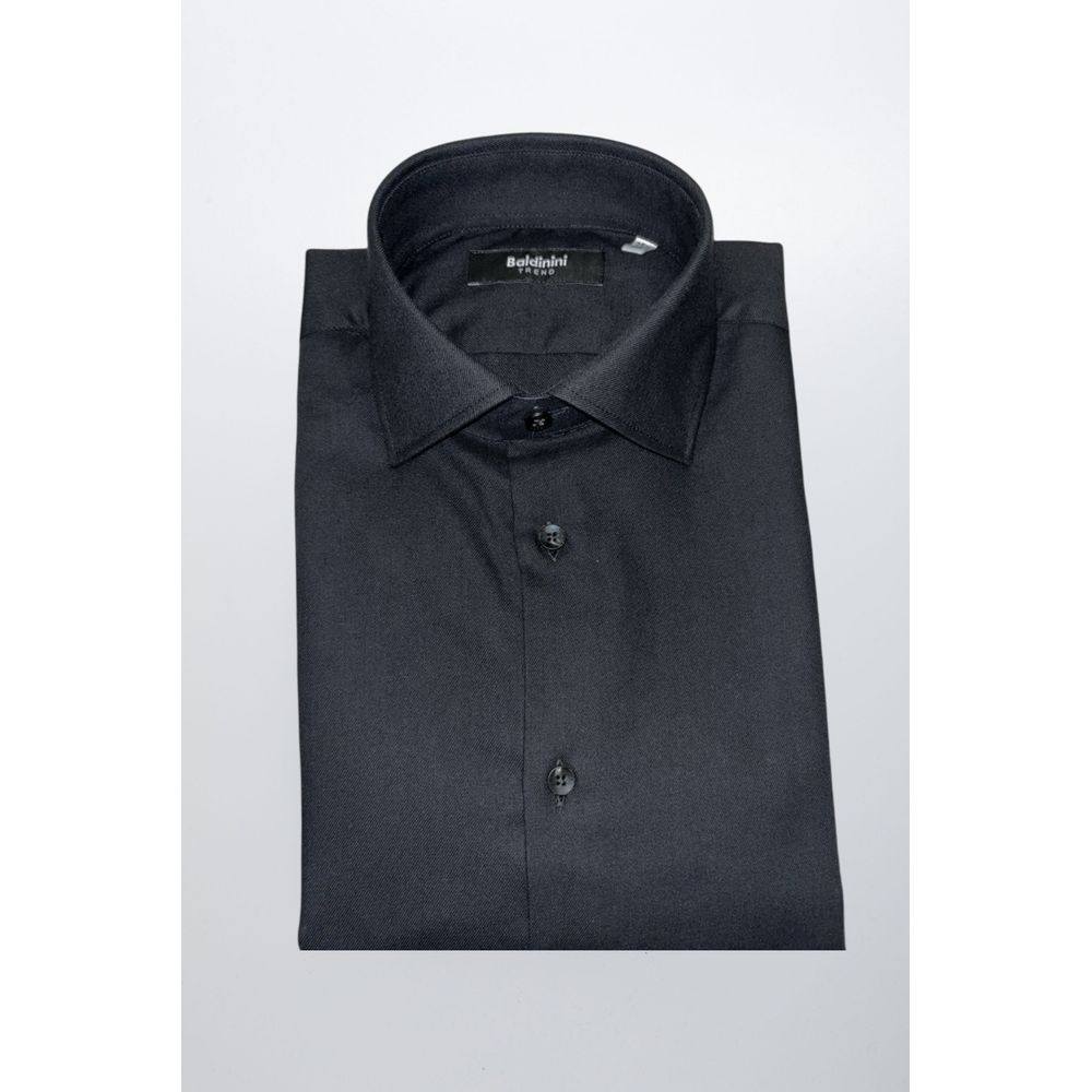 Baldinini Trend men's slim-fit cotton shirt – black