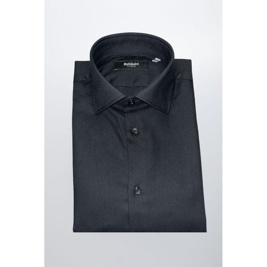 Baldinini Trend men's slim-fit cotton shirt – black