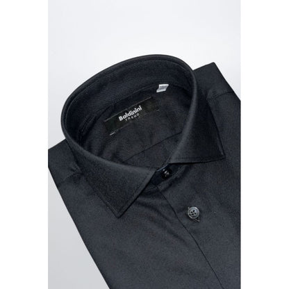Baldinini Trend men's slim-fit cotton shirt – black