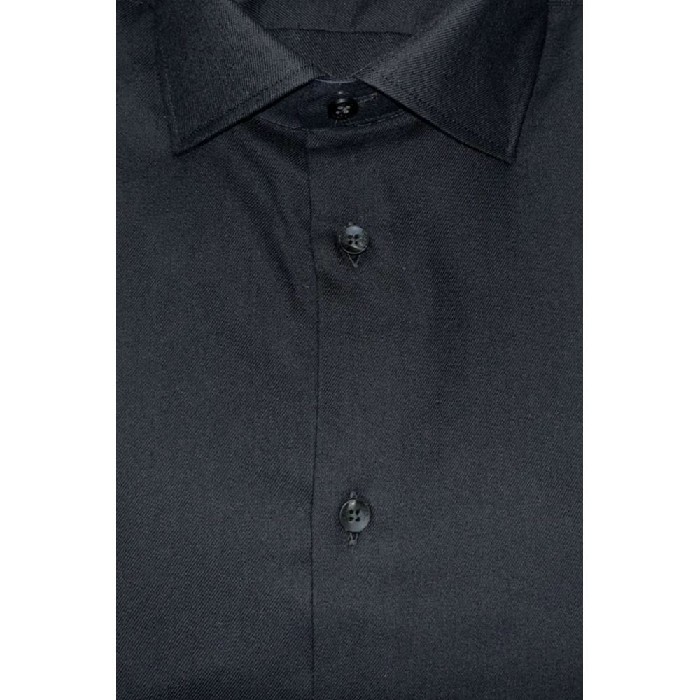 Baldinini Trend men's slim-fit cotton shirt – black