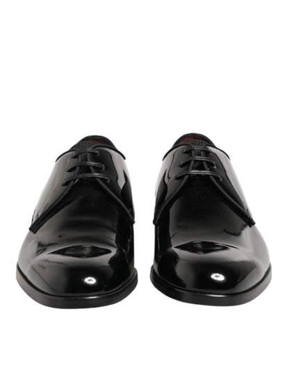 Dolce & Gabbana Black Calfskin Leather Derby Dress Shoes