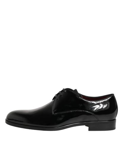Dolce & Gabbana Black Calfskin Leather Derby Dress Shoes