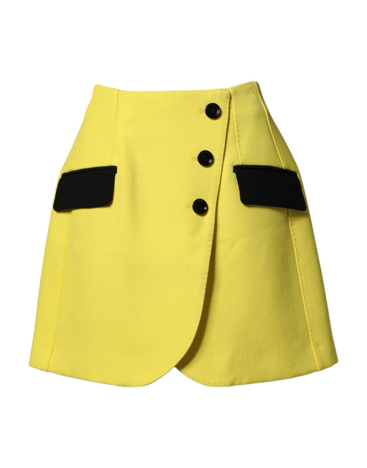 Dolce & Gabbana yellow wool high-waist mini skirt