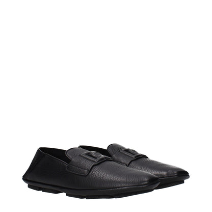 Dolce & Gabbana Black Leather Slip-On Loafers
