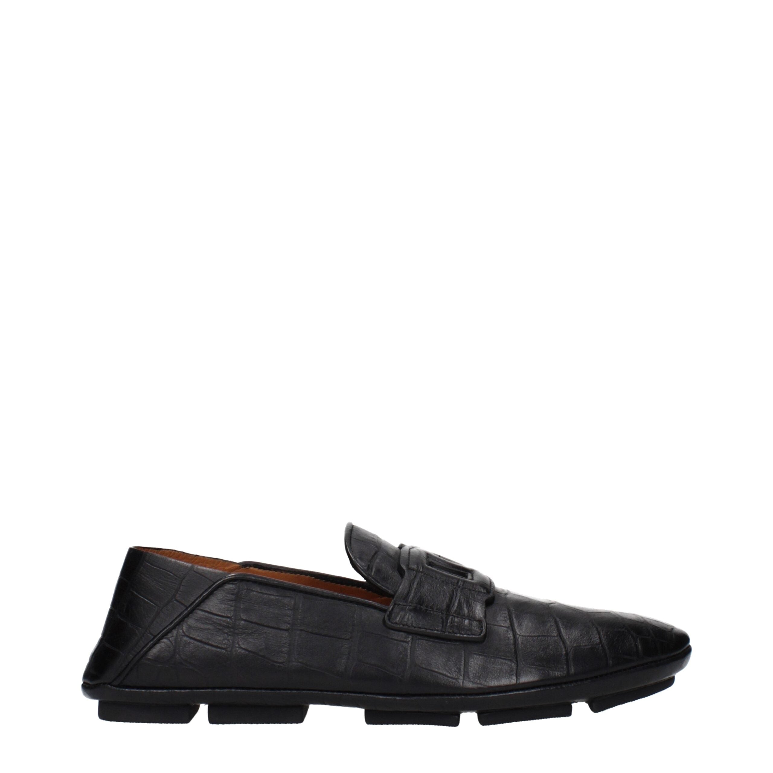 Dolce & Gabbana Black Leather Slip-On Loafers