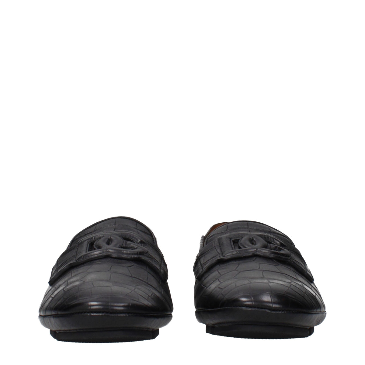 Dolce & Gabbana Black Leather Slip-On Loafers