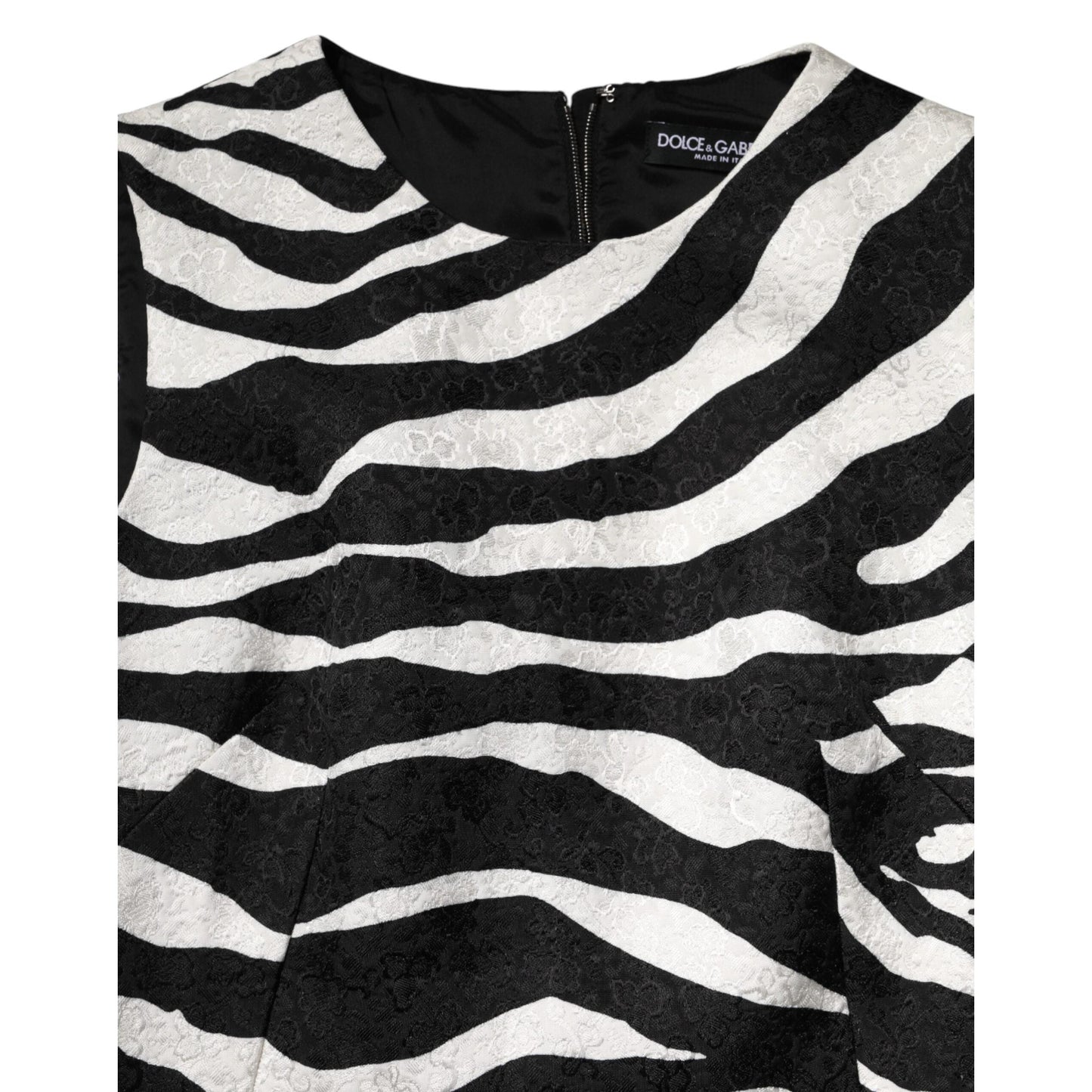 Dolce & Gabbana Black White Zebra Sleeveless A-line Dress
