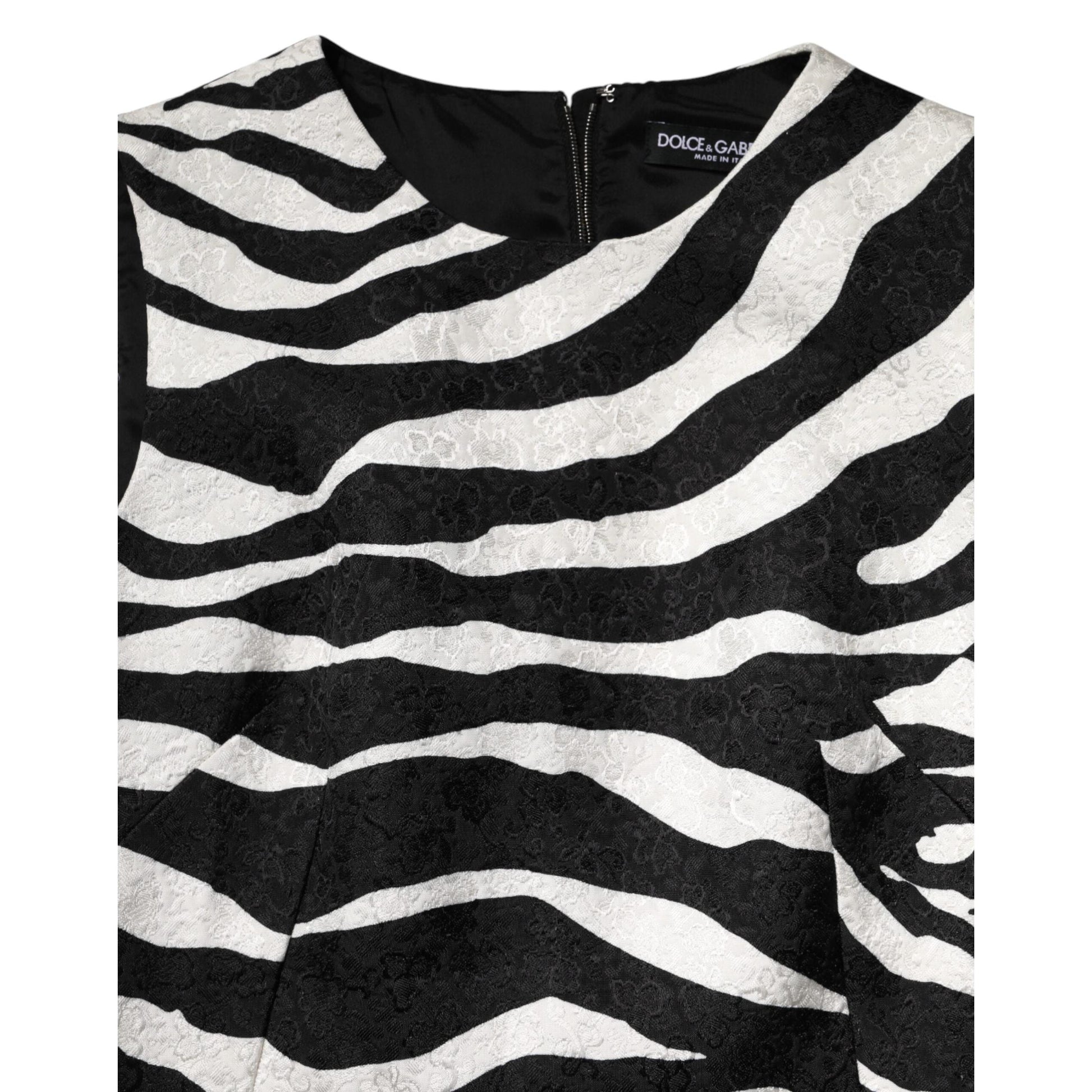 Dolce & Gabbana Black White Zebra Sleeveless A-line Dress