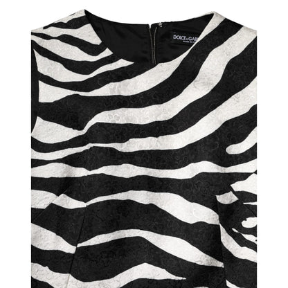 Dolce & Gabbana Black White Zebra Sleeveless A-line Dress