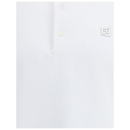 Fendi White Cotton Polo Shirt