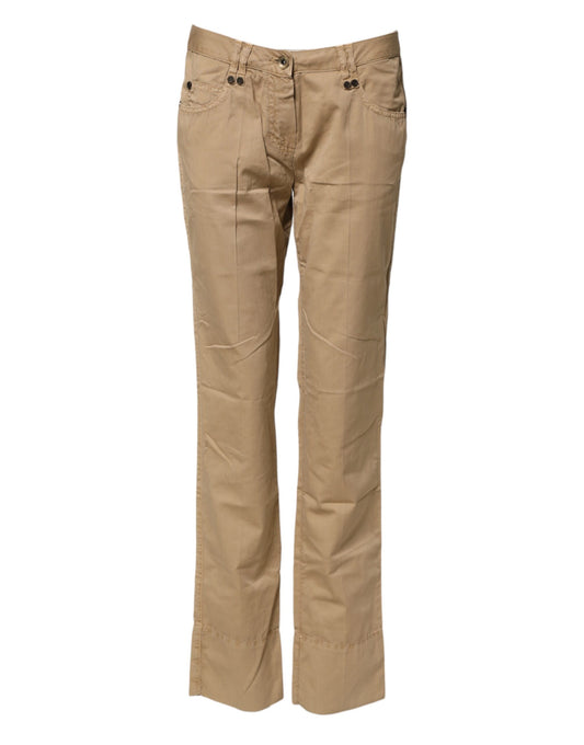 PLEIN SUD Beige Straight Cotton Stretch Chino Pants