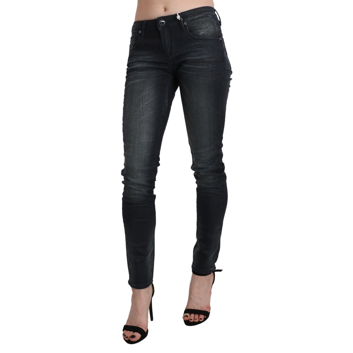 Acht Black Washed Low Waist Skinny Denim Trouser