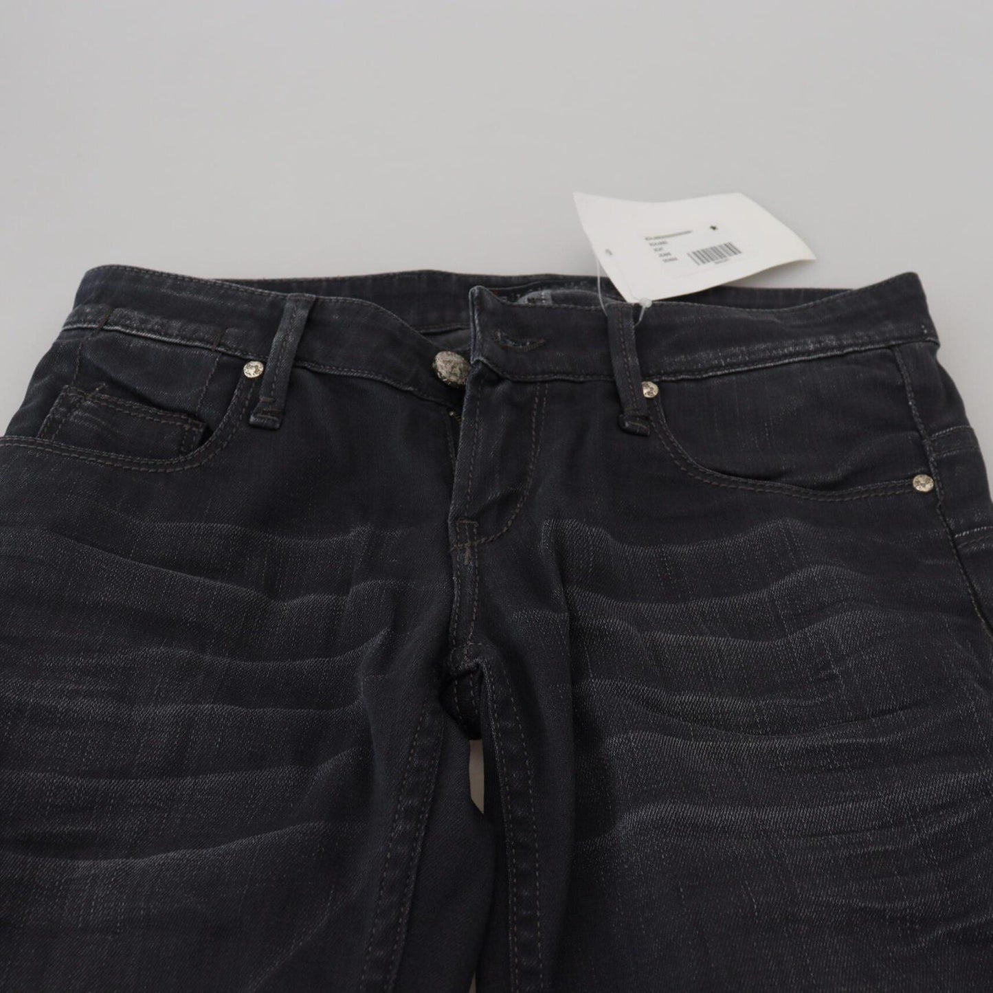 Acht Black Washed Low Waist Slim Fit Cotton Denim Jeans
