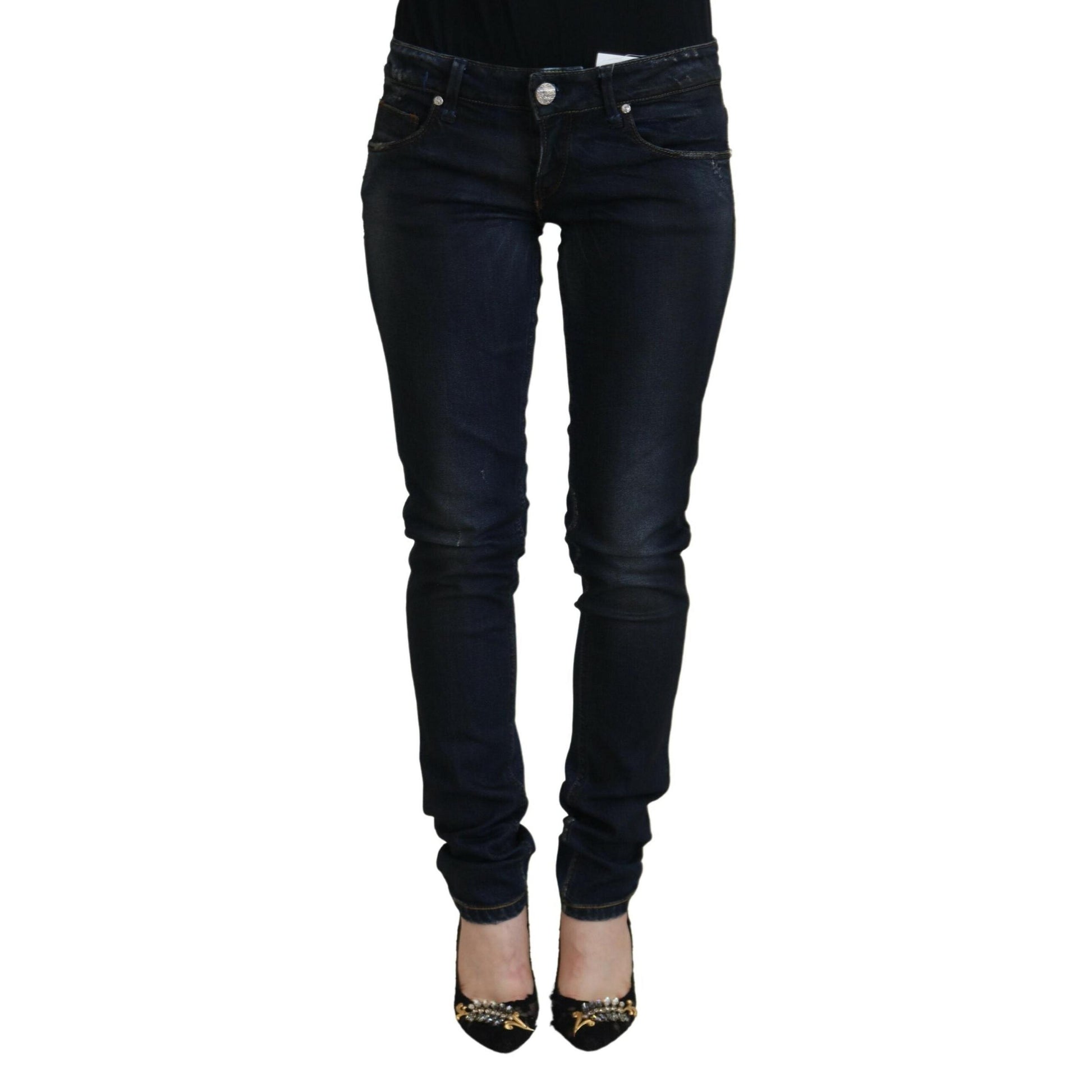 Acht Blue Cotton Low Waist Slim Fit Women Casual Jeans