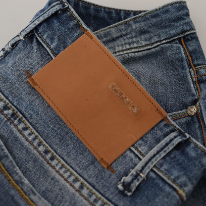 Acht Blue Washed Cotton Low Waist Women Casual Jeans