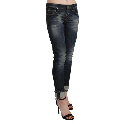 Acht Blue Washed Low Waist Skinny Cropped Denim Pant