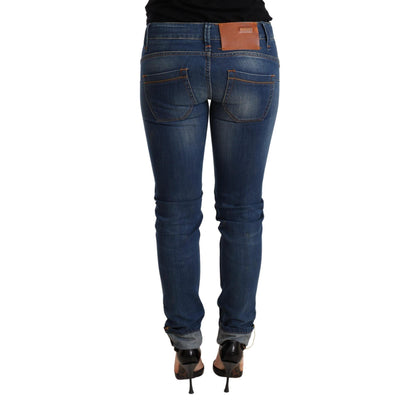 Acht Blue Washed Low Waist Skinny Denim Jeans Pant