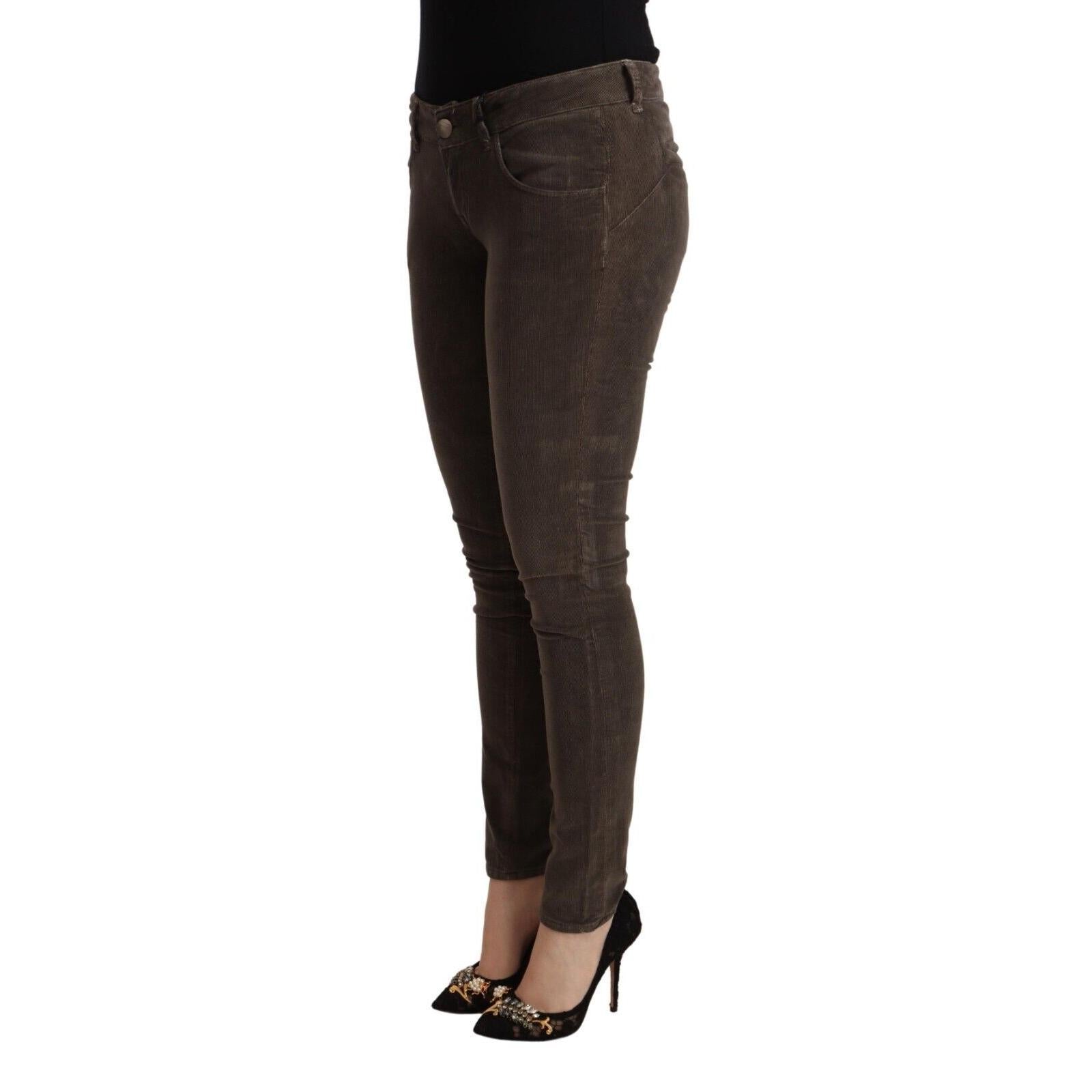 Acht Brown Cotton Slim Fit Denim Low Waist Jeans