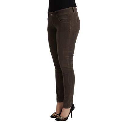 Acht Brown Cotton Slim Fit Denim Low Waist Jeans