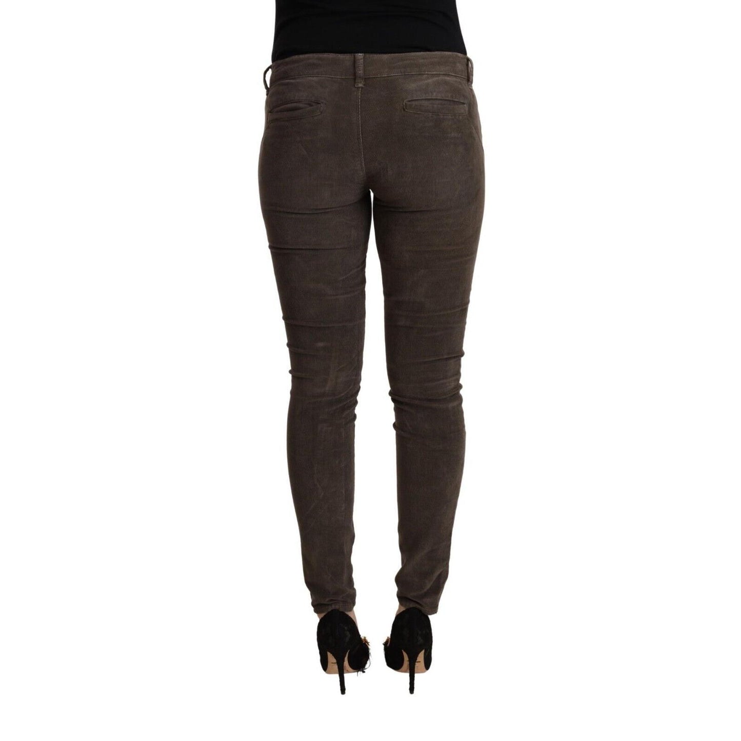 Acht Brown Cotton Slim Fit Denim Low Waist Jeans
