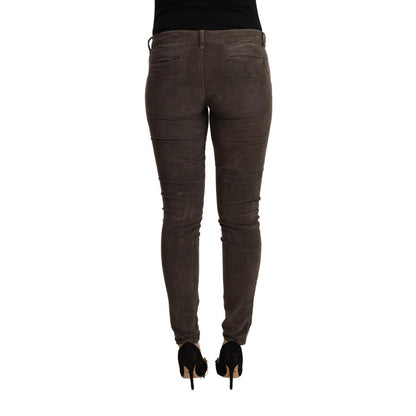 Acht Brown Cotton Slim Fit Denim Low Waist Jeans
