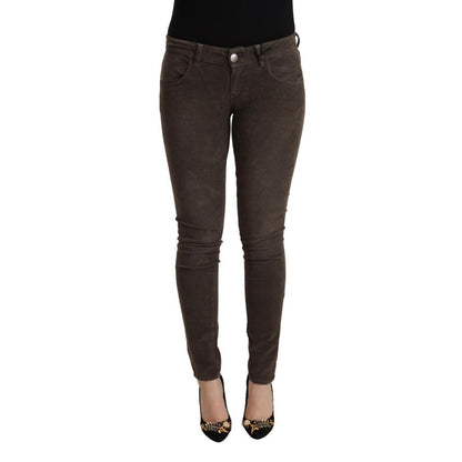 Acht Brown Cotton Slim Fit Denim Low Waist Jeans