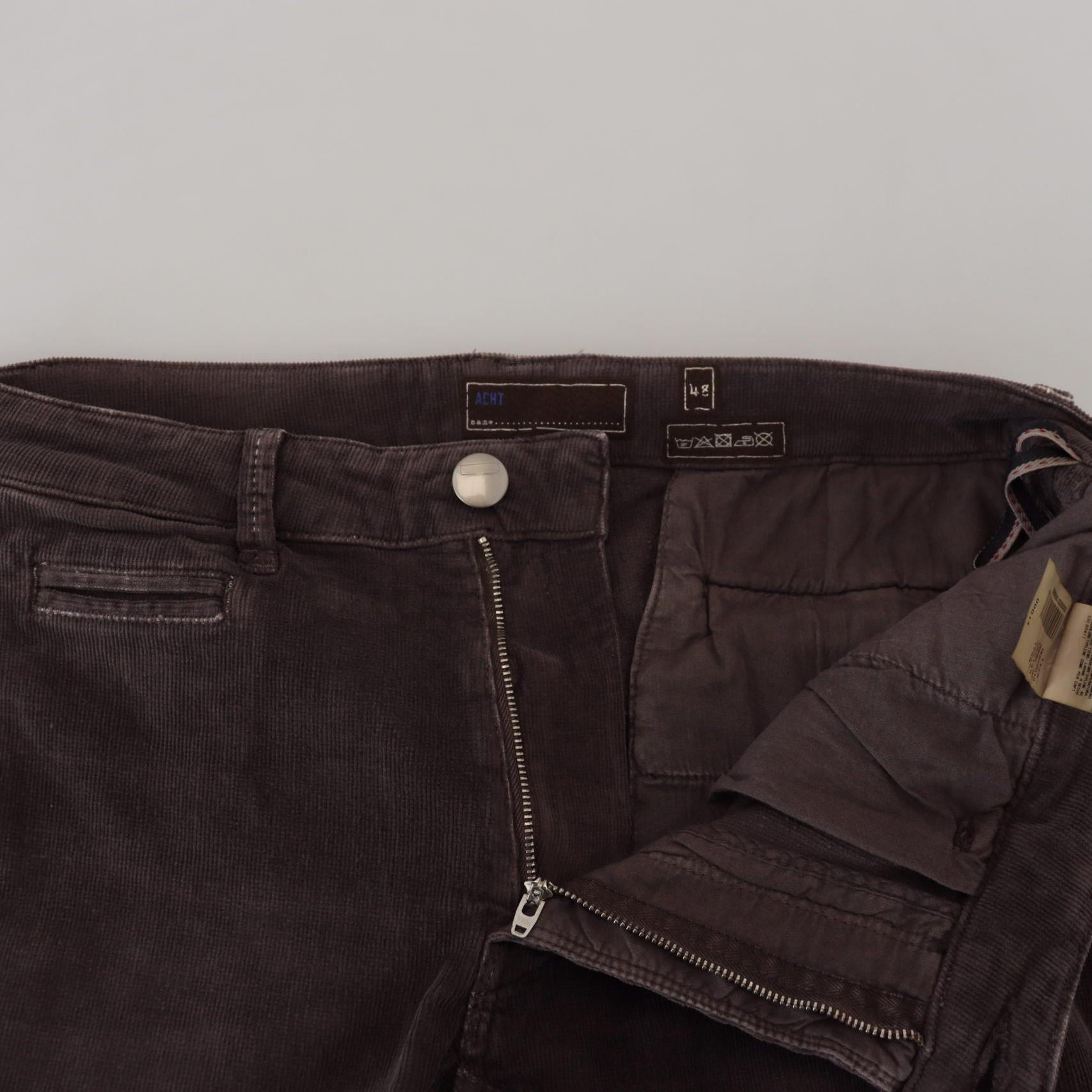 Acht Brown Cotton Straight Fit Men Casual Pants