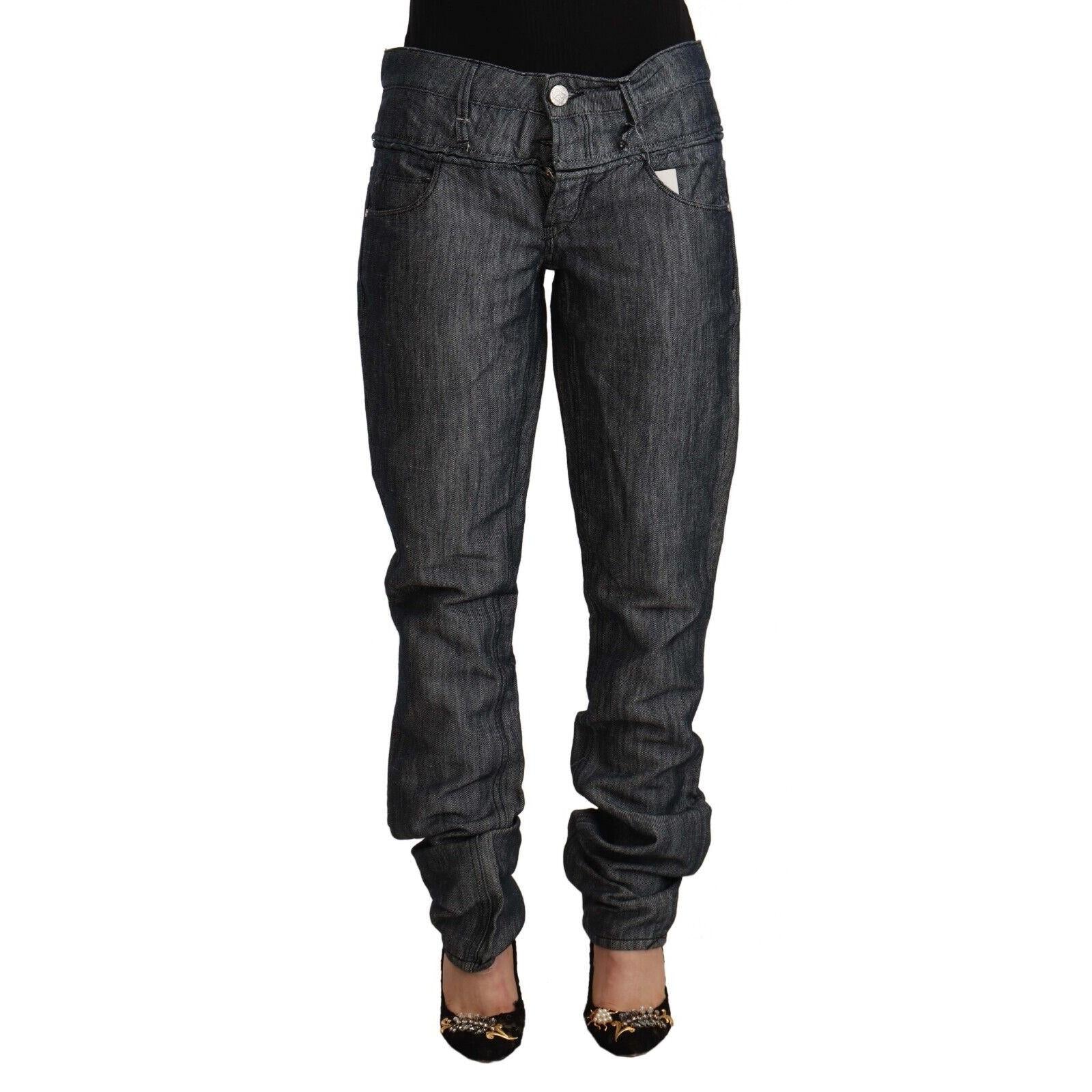 Acht Dark Gray Ramie Mid Wide Waist Straight Denim Jeans