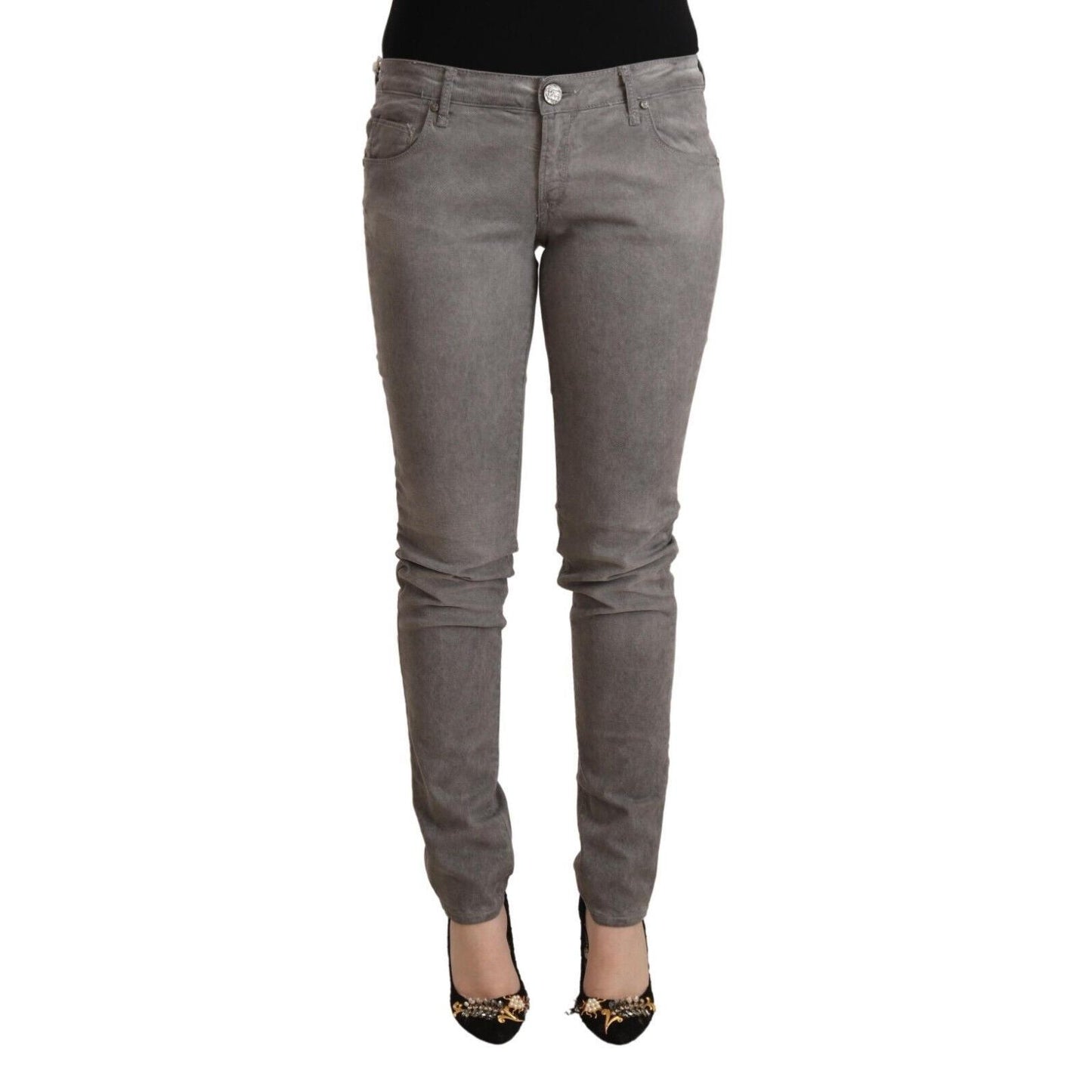 Acht Gray Cotton Low Waist Skinny Push Up Denim Jeans
