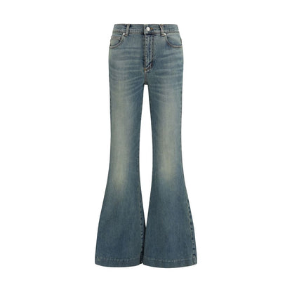 Alexander McQueen Blue Cotton Flared Jeans
