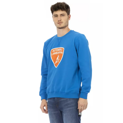Automobili Lamborghini Blue Cotton Men Sweater